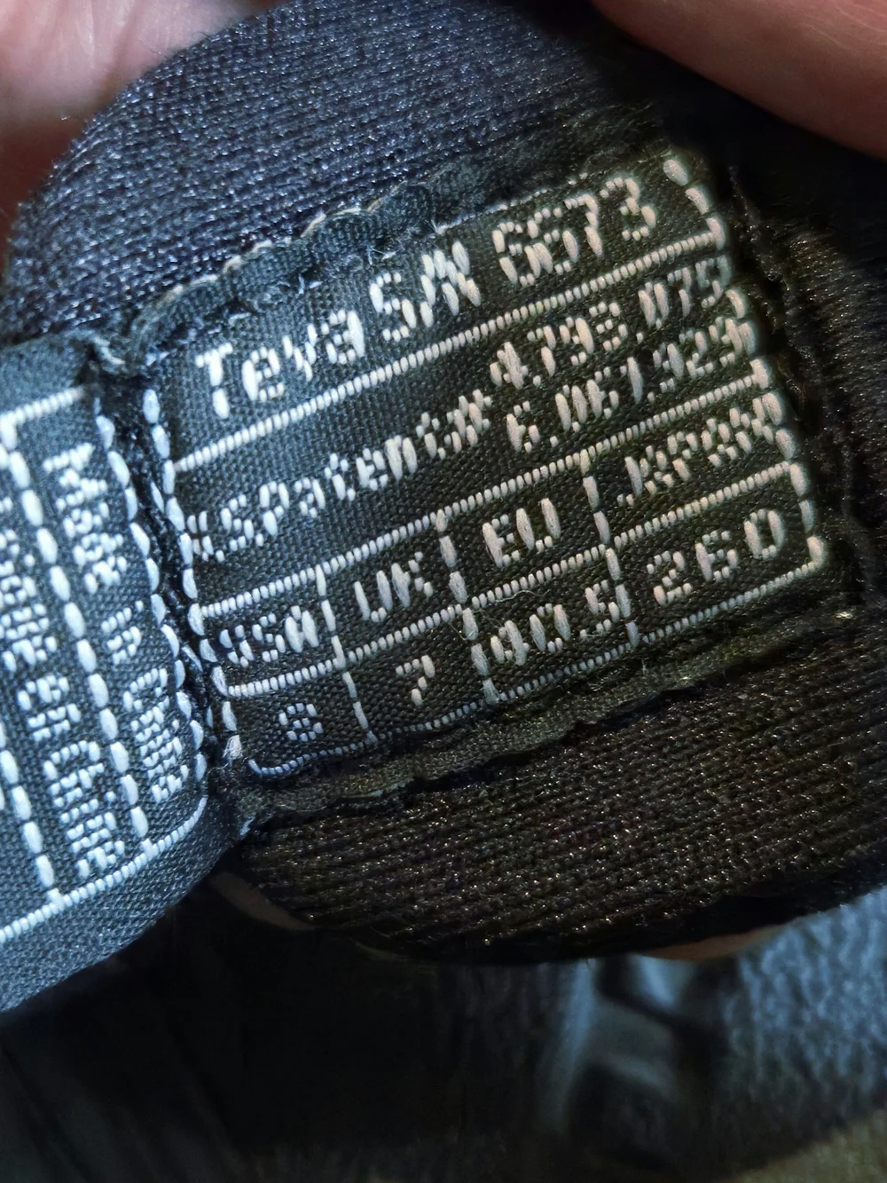 Teva Black and White Size Label Close-Up
